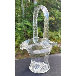 Vintage Pressed Glass Bride Basket, 9", Duncan and Miller